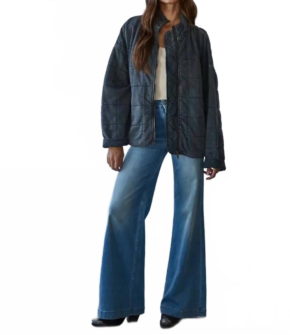 NEW BY TOGETHER long sleeve quilted knit mineral washed jacket in blue